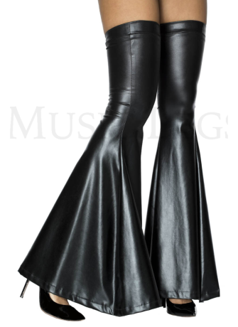 Bas patte d'éléphant en tissu effet mouillé noir - MH4878BLK
